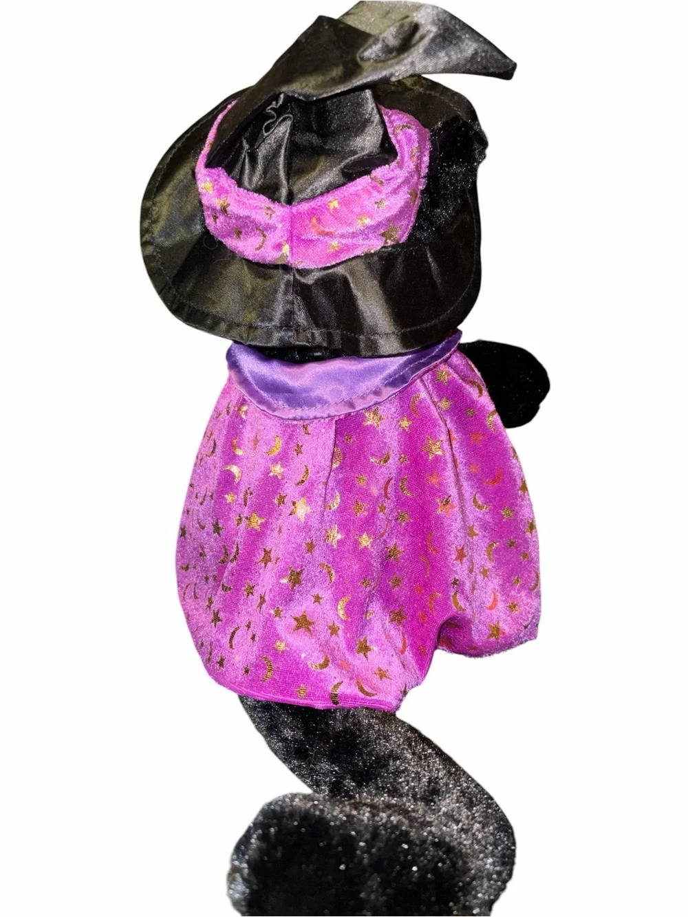 Jo-Ann Halloween Black Plush Witch Cat Costume with Orange Pumpkin -